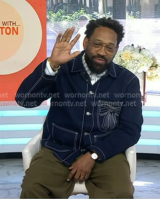 PJ Morton’s navy embroidered jacket on Today
