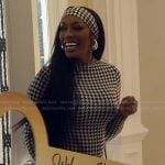 Porsha’s houndstooth bodysuit and leggings on The Real Housewives of Atlanta