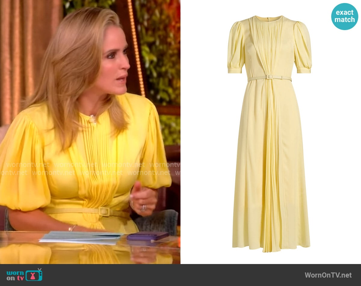 Prabal Gurung Huma Pleated Georgette Maxi Dress worn by Sara Haines on The View