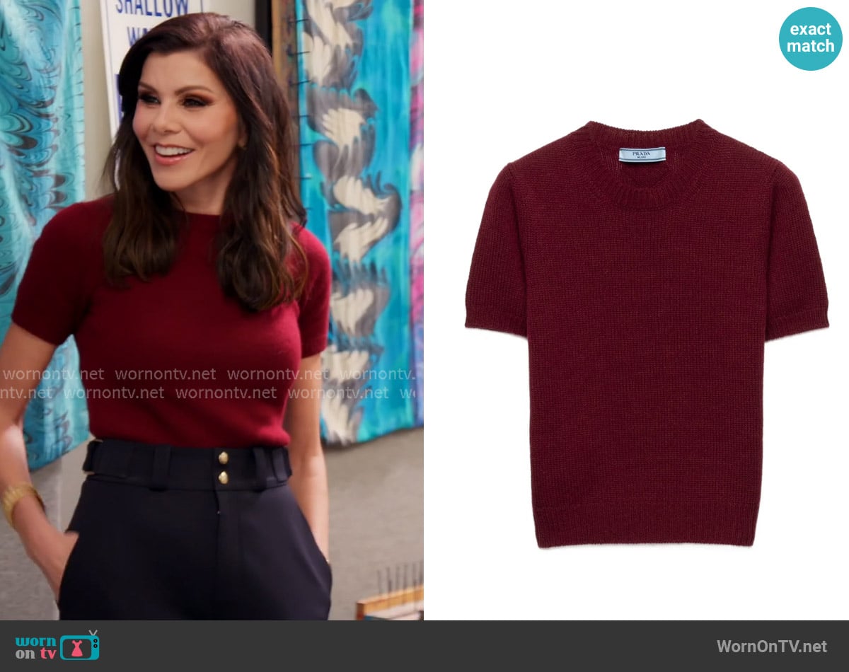 Prada Short-sleeved cashmere sweater worn by Heather Dubrow on The Real Housewives of Orange County