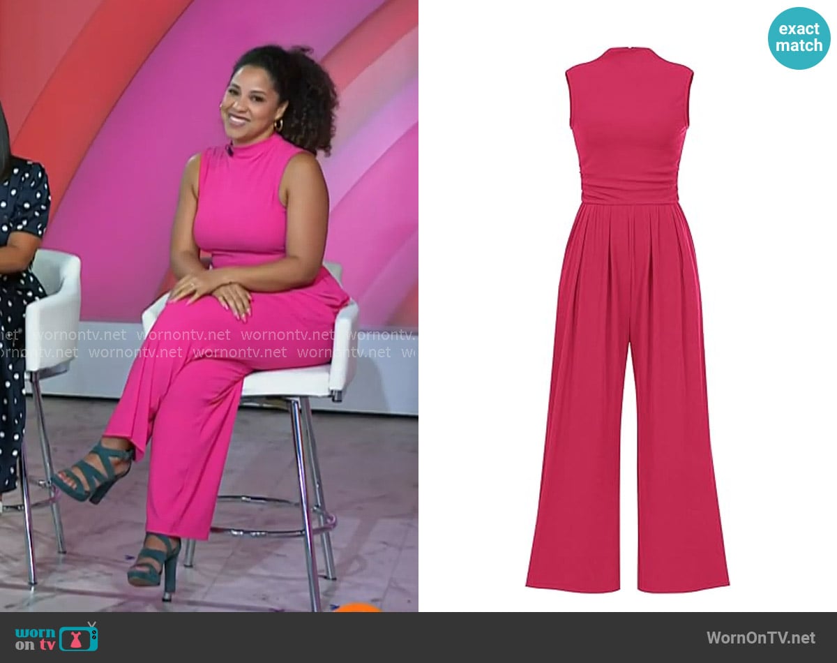 Arianna’s pink mock neck sleeveless jumpsuit on Today