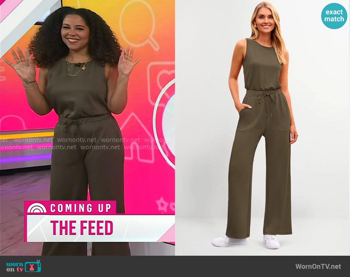 Arianna’s army green sleeveless jumpsuit on Today Arianna’s army green sleeveless jumpsuit on Today