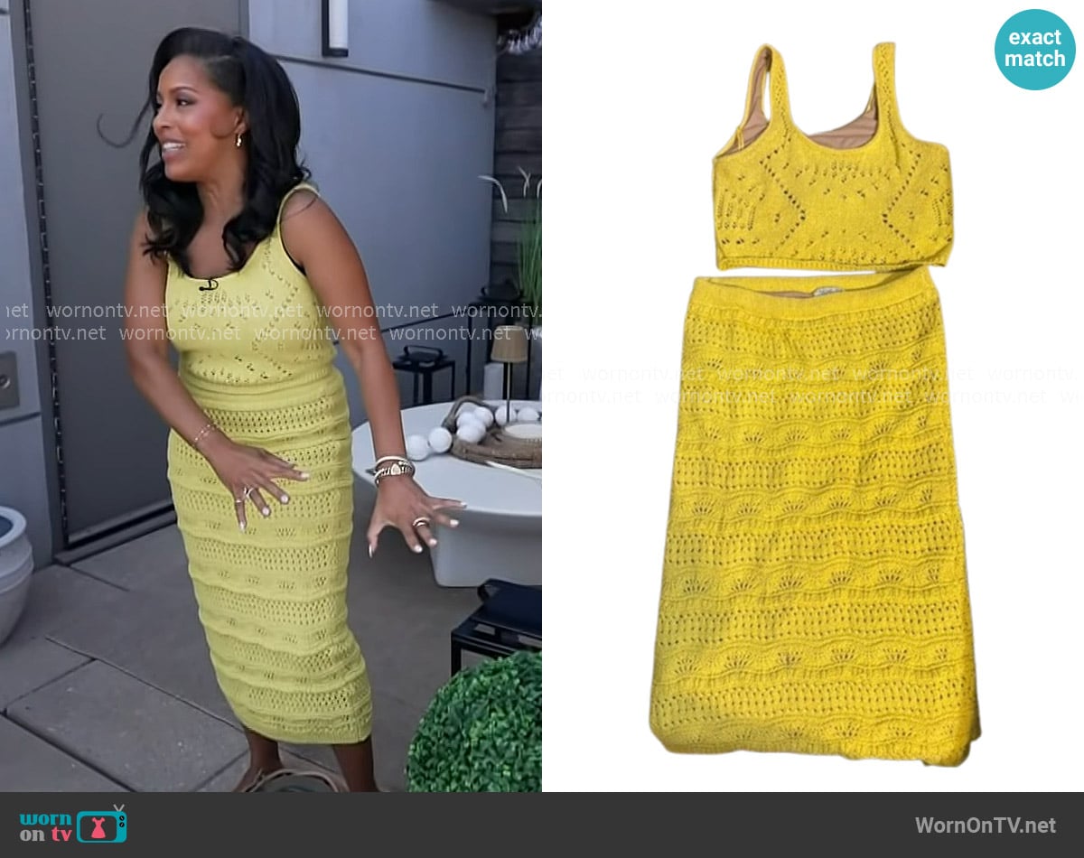 Rachel Zoe Crochet Crop Top and Skirt worn by Sheinelle Jones on Today