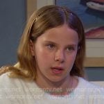Rachel's white puff sleeve fuzzy sweater on Days of our Lives
