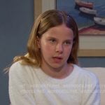 Rachel’s white puff sleeve fuzzy sweater on Days of our Lives