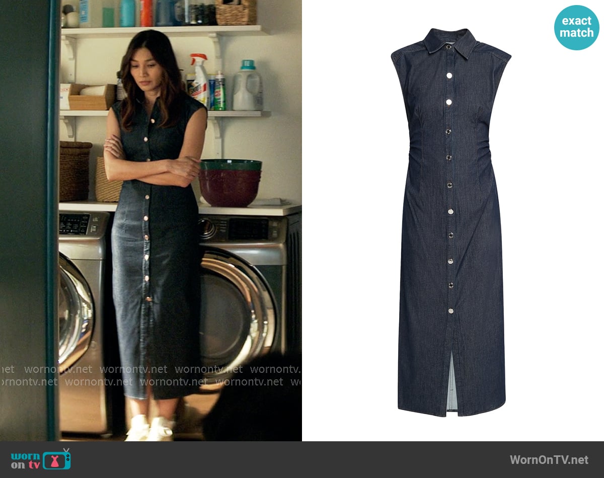 Rag and Bone Airflex Leah Denim Midi-Dress worn by Gigi Ling (Gemma Chan) on The Five Star Weekend
