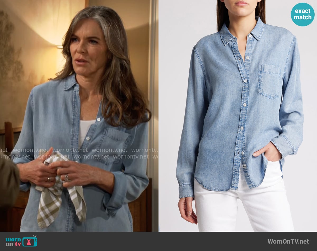 Rails Ingrid Chambray Shirt in Med Vintage Cloud Wash worn by Diane Jenkins (Susan Walters) on The Young and the Restless