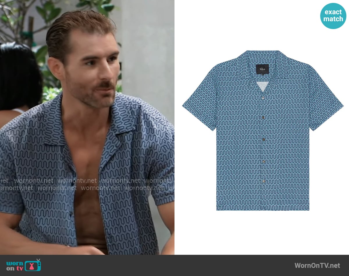 Rails Waimea Shirt in Wishbone Blues worn by Ethan Lovett (Christian Howard) on General Hospital