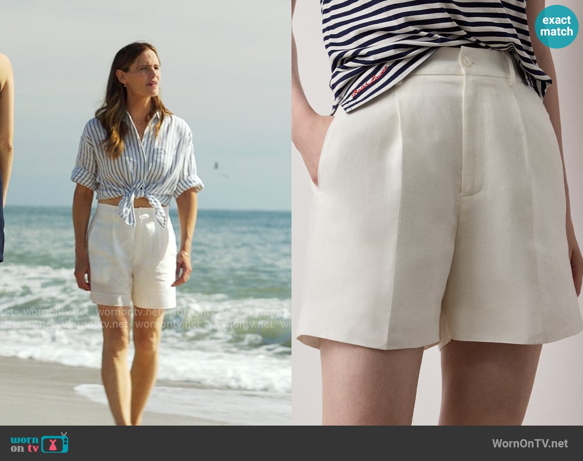 Ralph Lauren Tracy Pleated Linen Short worn by Hollis Shaw (Jennifer Garner) on The Five Star Weekend