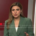 Rana Novini’s green double breasted blazer on NBC News Daily
