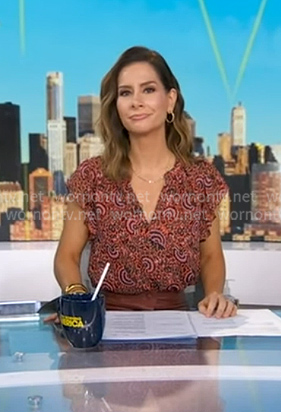 Rebecca’s orange print top on Good Morning America