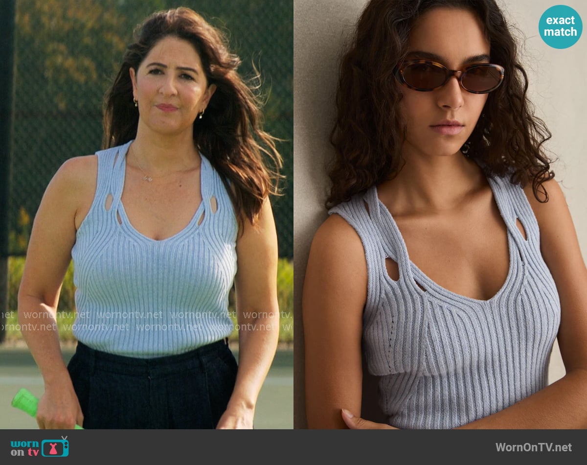 Reiss Alethia Twist Strap Linen-Blend Vest worn by  Brooke Kirtley (D'Arcy Carden) on The Five Star Weekend