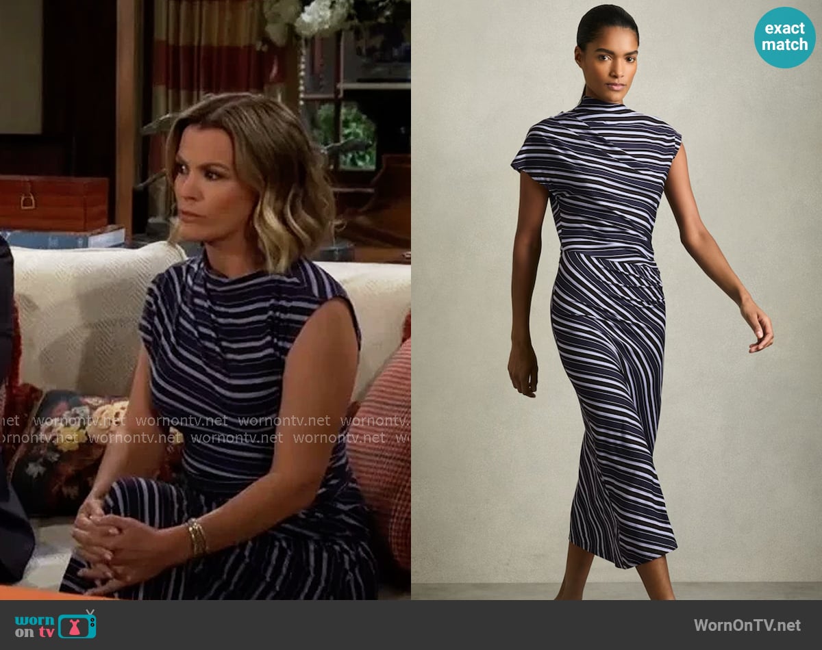 Reiss Dillon Stripe Dress worn by Chelsea Lawson (Melissa Claire Egan) on The Young and the Restless