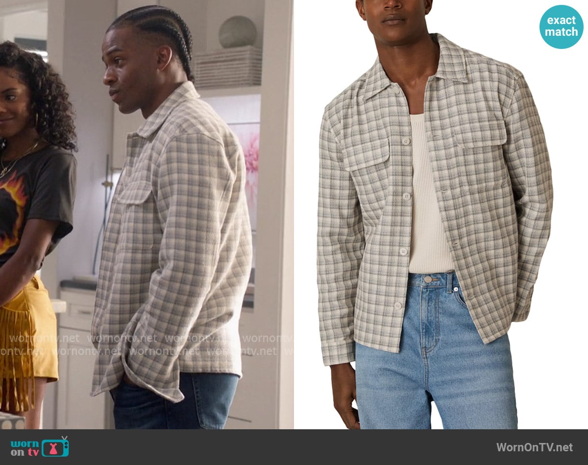 Reiss Regular Fit Textured Check Shirt worn by Khalil Edwards (Antonio J. Bell) on All American