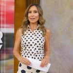 Rhiannon's white polka dot print vest and pants on Good Morning America