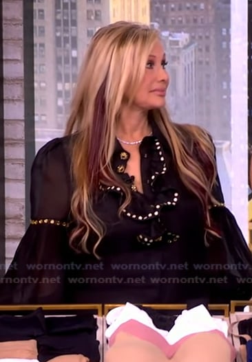 Rhonda Shear’s black embellished top on The View
