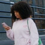 Riley’s pink hoodie on Next Gen NYC