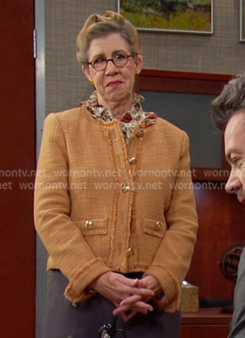 Rita’s caramel beige tweed jacket on Days of our Lives