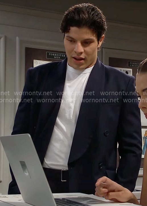 RJ’s navy blazer on The Bold and the Beautiful