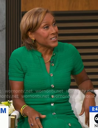 Robin’s green button front knit dress on Good Morning America