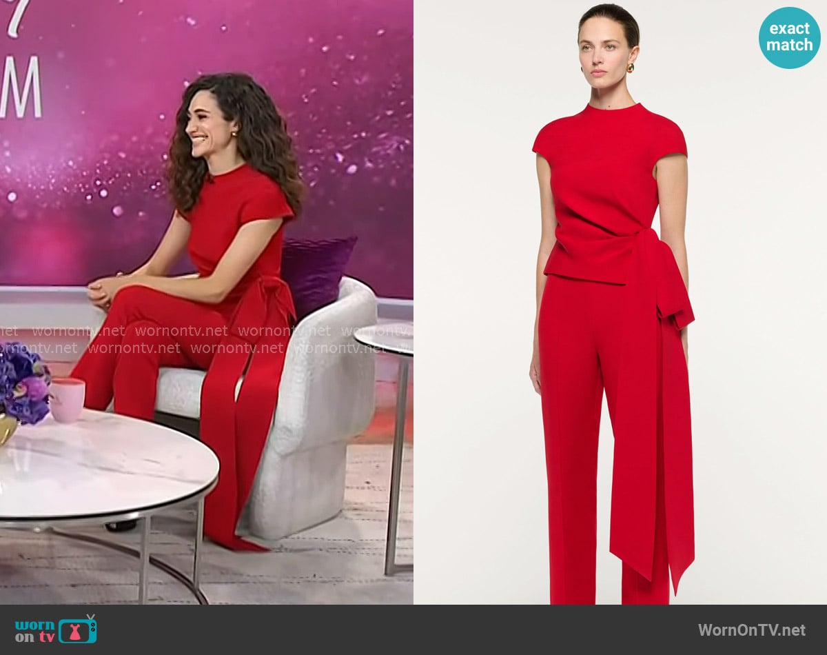 Emmy Rossum’s red bow detail top on Today
