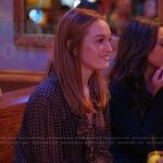 Rowan’s black polka dot print blouse on Next Gen NYC