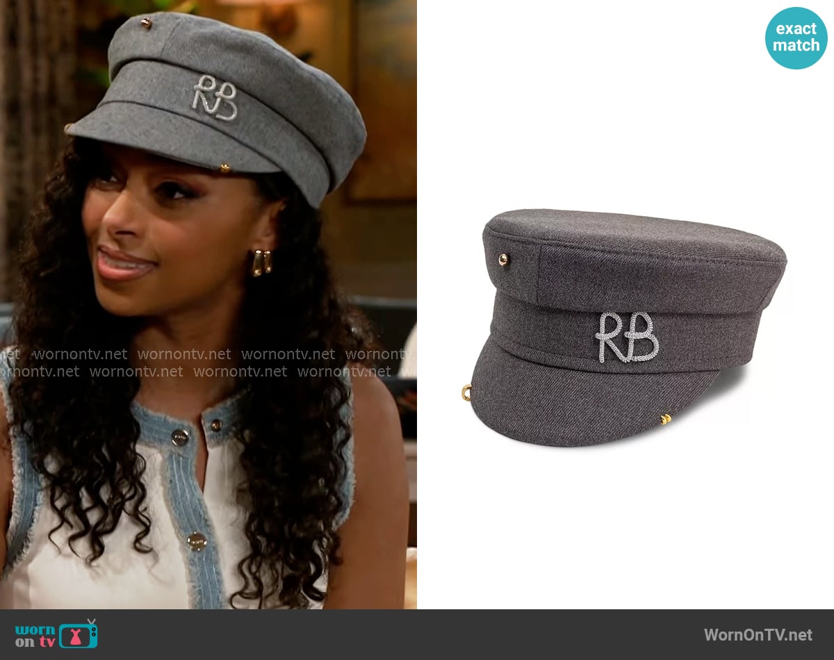 Ruslan Baginskiy Monogram Embellished Gray Baker Boy Cap worn by Kat Richardson (Colby Muhammad) on Beyond the Gates
