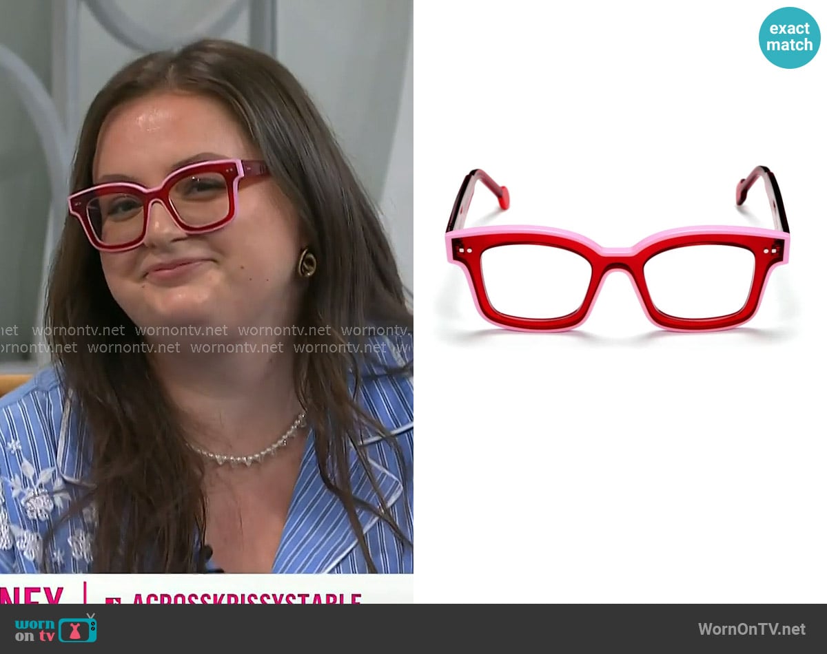 Krissy Downey’s pink glasses on Today Krissy Downey’s pink glasses on Today