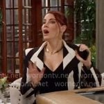 Sally’s black and white striped jacket on The Young and the Restless