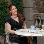 Sally’s black buckled midi dress and knotted earrings on The Young and the Restless