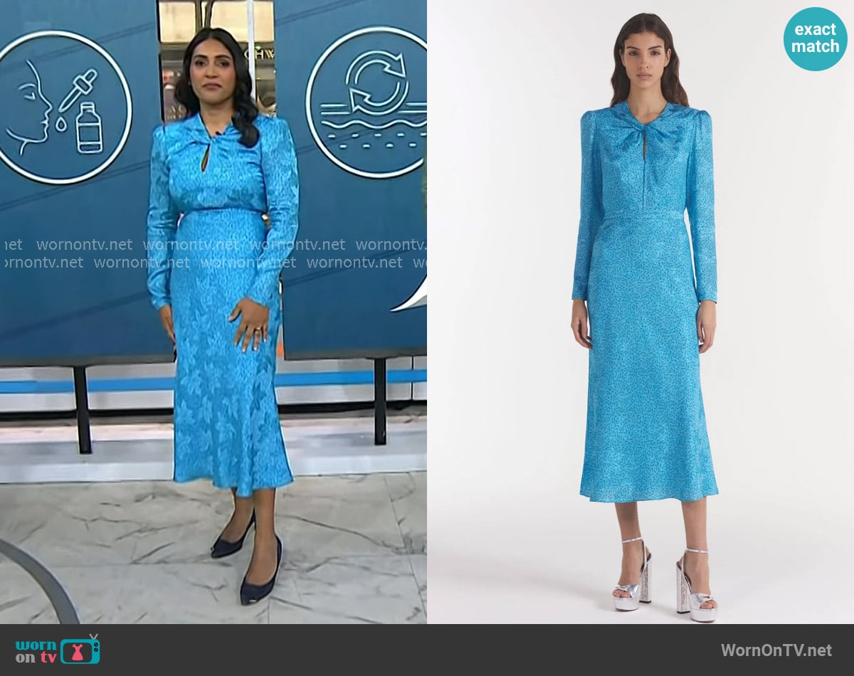 Saloni Claudia Midi Dress in Ambra Sky worn by Dr. Saranya Wyles on Today