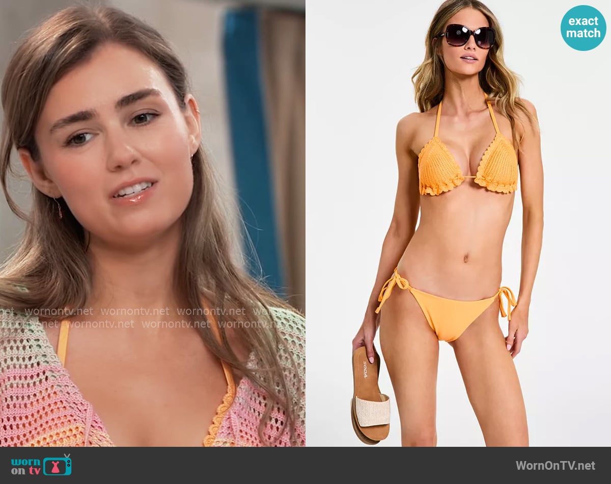 Salt +  Cove Crochet Halter Triangle Bikini Top & Side-Tie Bikini Bottoms worn by Emma Scorpio-Drake (Braedyn Bruner) on General Hospital