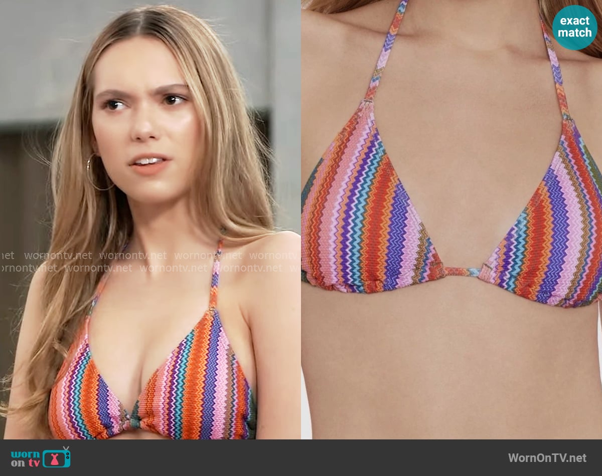 Salt + Cove Ziggy Pop Triangle Bikini Top worn by Charlotte Cassadine (Bluesy Burke) on General Hospital