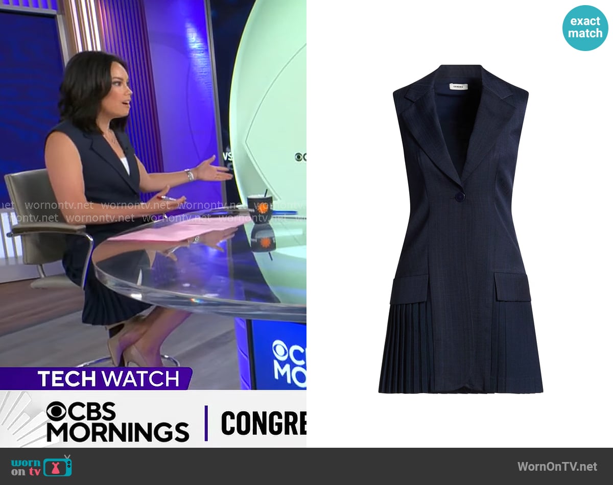 Sandro Carine Dress worn by Jo Ling Kent on CBS Mornings