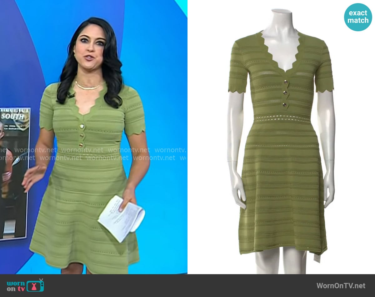 Sandro Fabienne Knit Fit-&-Flare Dress worn by Valerie Castro on Today