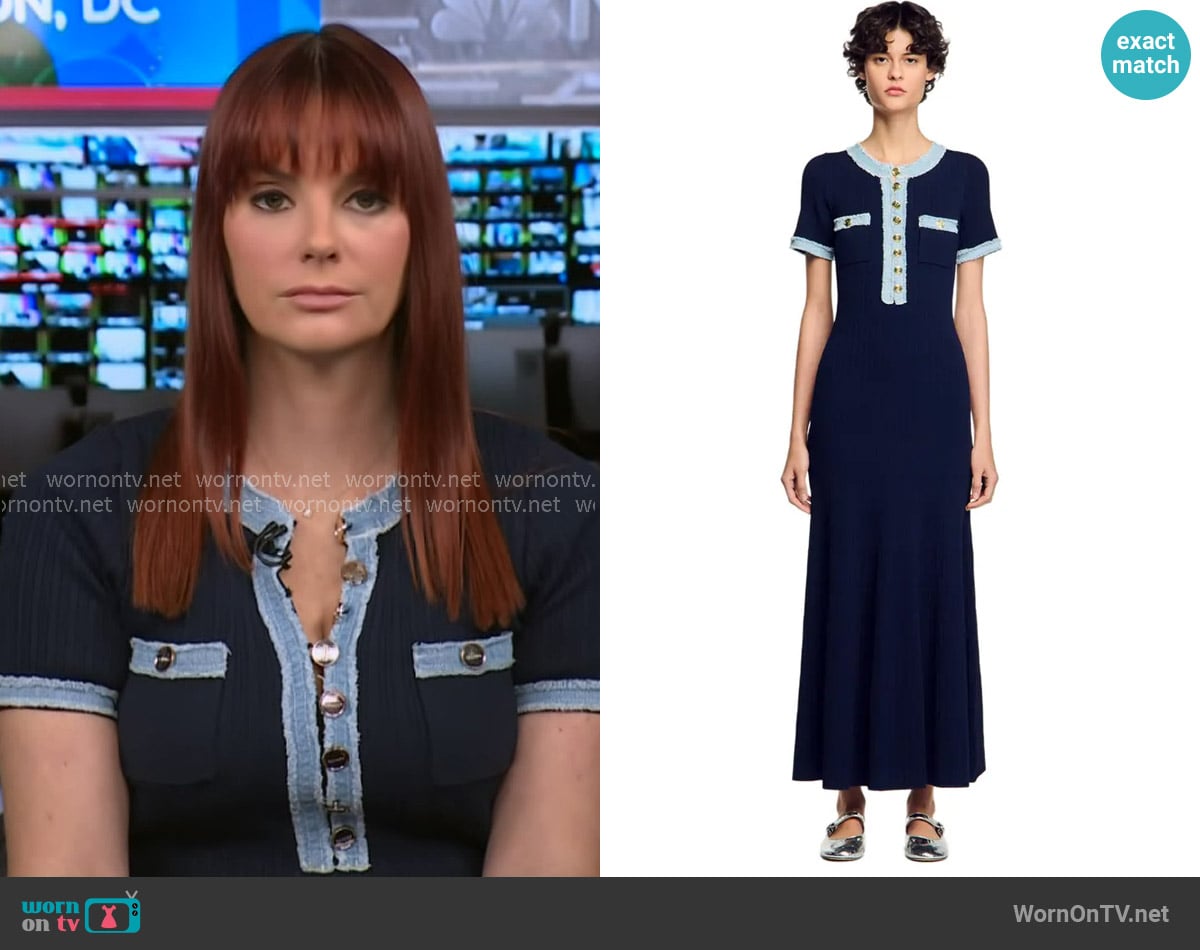 Sandro Knit and Denim Maxi Dress worn by Melanie Zanona on NBC News Daily