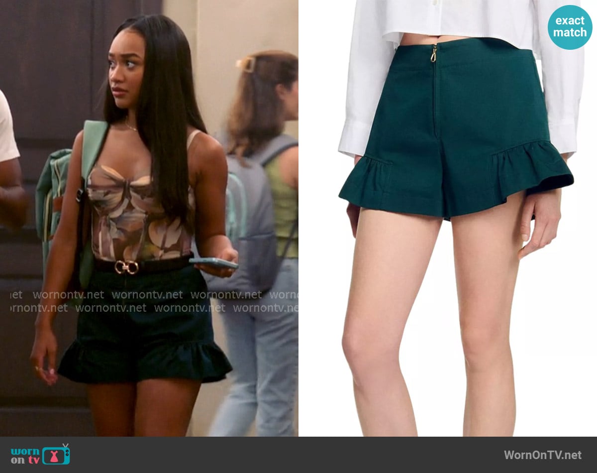 Sandro Relaxed Ruffled Shorts worn by Tori (Lauryn Hardy) on All American