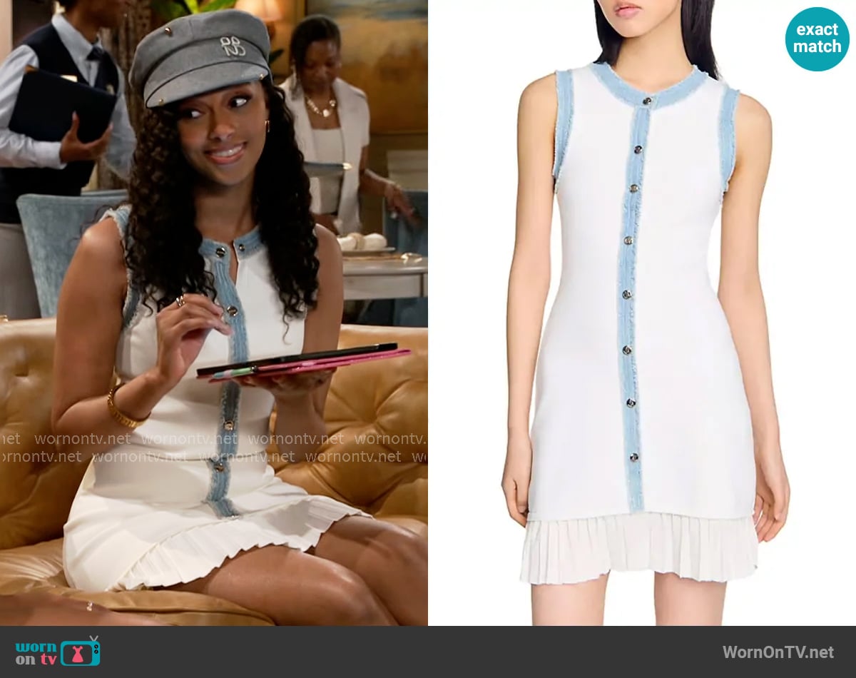 Sandro Short Knit Dress with Ruffles worn by Kat Richardson (Colby Muhammad) on Beyond the Gates