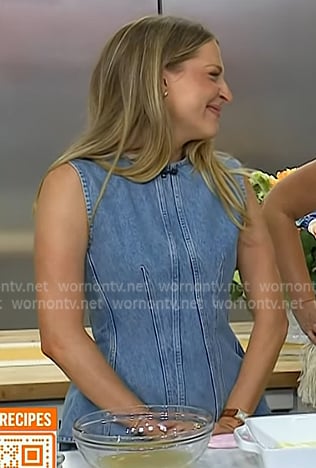 Sarah Fennel’s sleeveless denim pepum top on Today