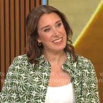 Sarah Gelman's green printed shirt on CBS Mornings
