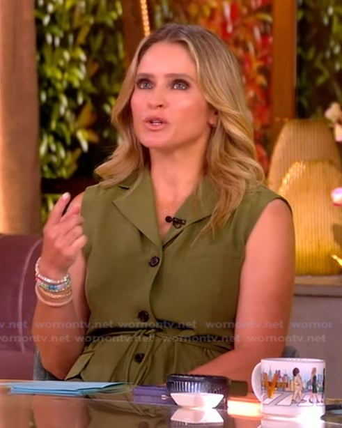 Sara’s green belted vest and pants on The View