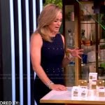 Sara’s navy crochet knit embellished dress on The View