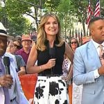 Savannah’s black sleeveless top and white floral skirt on Today