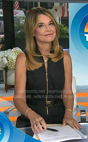 Savannah’s black zip front belted dress on Today