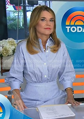 Savannah’s blue stripe midi shirtdress on Today Savannah’s blue stripe midi shirtdress on Today
