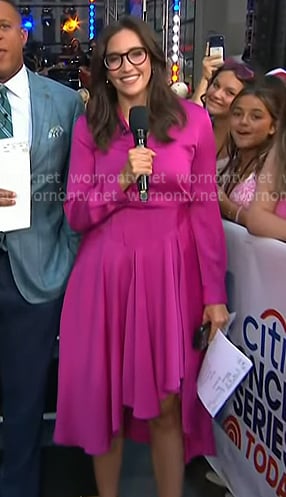 Savannah’s fuchsia pink asymmetric dress on Today