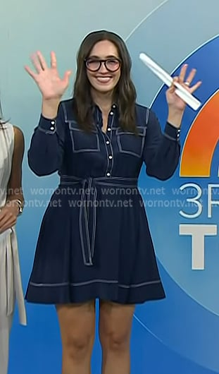Savannah’s navy dress with white stitching on Today