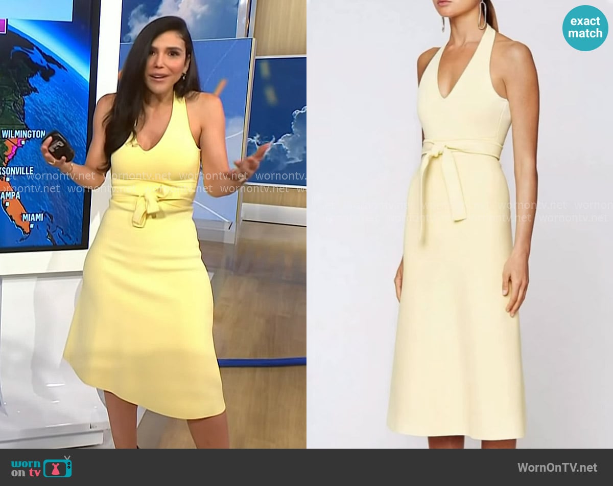 Scanlan Theodore Crepe Knit Halter Dress worn by Gaby Dellan on NBC News Daily