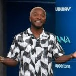 Scott’s abstract print shirt on Access Hollywood