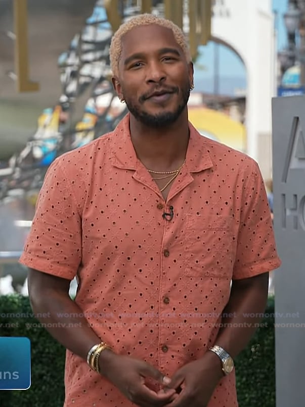 Scott’s pink eyelet shirt on Access Hollywood